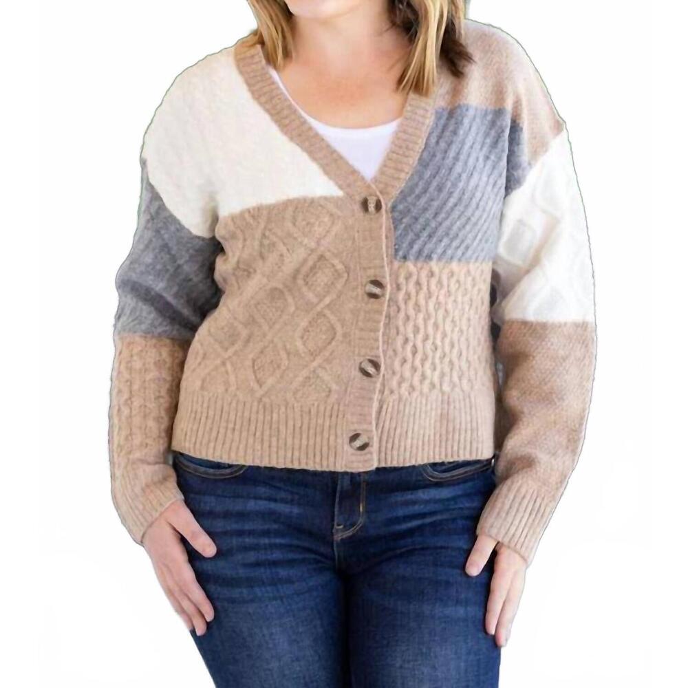 NEW MICHELLE MAE colorblock cozy knit cardigan in multi